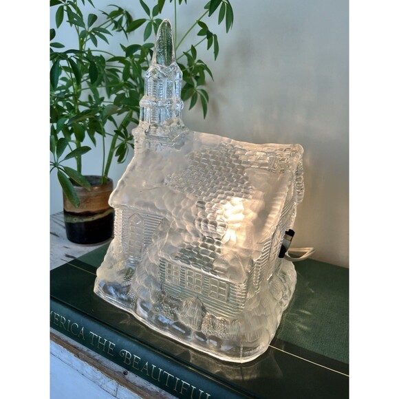 Rare Tall Vintage 1992 Glass Light Up Church Christmas / Holiday / Country Home - Picture 5 of 14